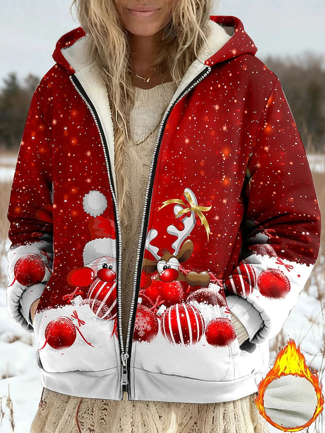 Giacca invernale natalizia con pelo interno
